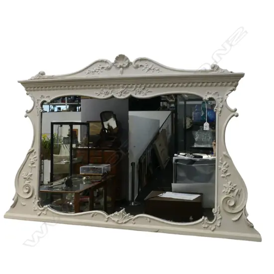 LARGE WHITE PAINTED MANTEL MIRROR 1150x880mm