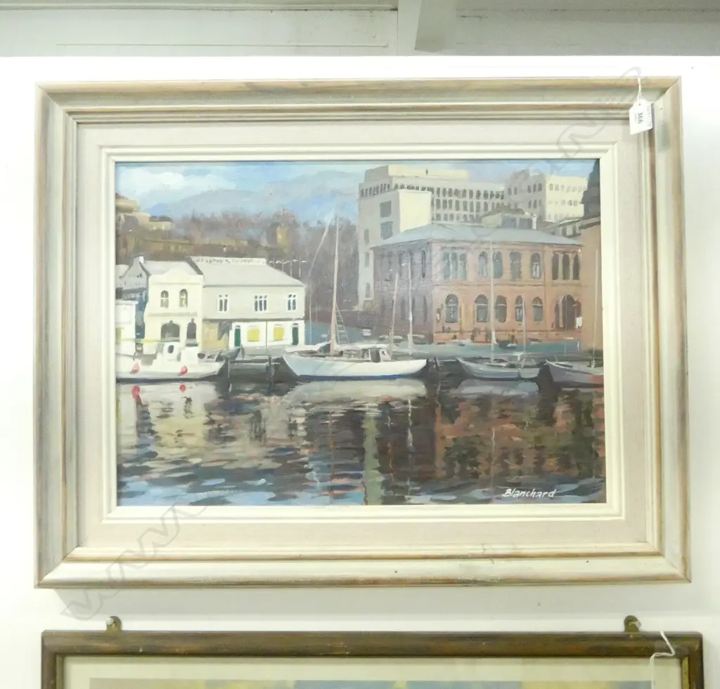 BRIAN BLANCHARD, WATERFRONT HOBART, OIL ON BOARD, 390x550mm Image 1++