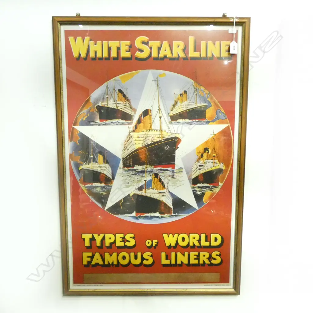 1993 WHITE STAR LINE SHIPPING POSTER H850 L540MM (From the Estate of Tommy Doyle) Image 1++