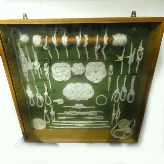 GLASS FRONTED CASED SEAMAN'S KNOT-BOARD. H.600, L.600mm (From the Estate of Tommy Doyle)