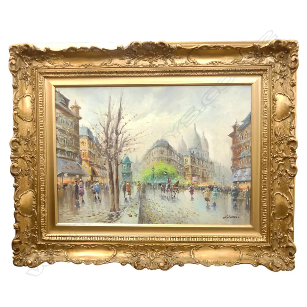 SIGNED OIL ON CANVAS, PARIS STREET SCENE 480x685mm Image 1++