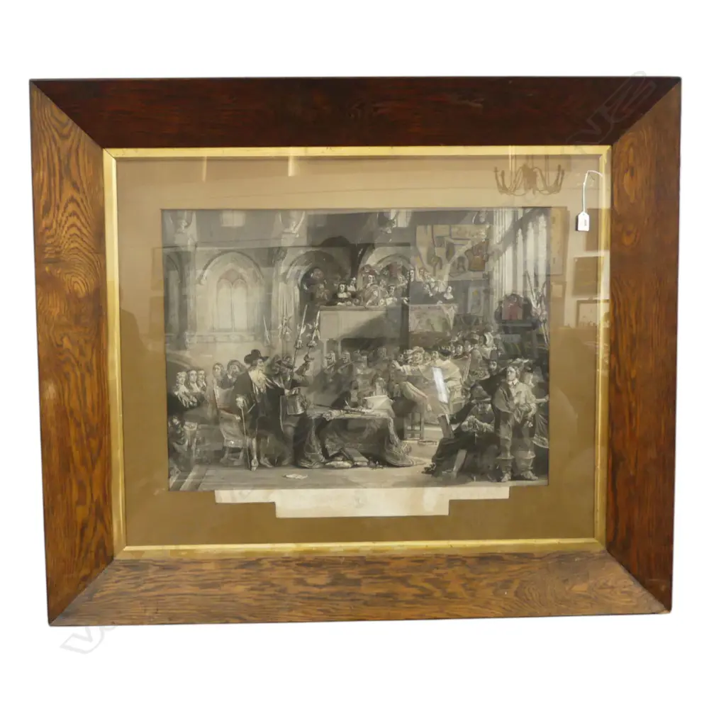 'THE TRIAL OF KING CHARLES I' LITHOGRAPH IN LG OAK FRAME 1000 x 1210mm overall size Image 1++
