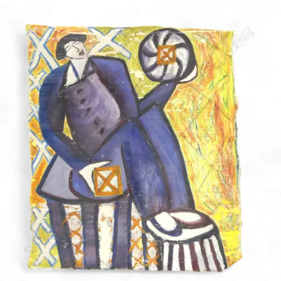 LEE FELTHAM, "THE JOKER MAN",  ACRYLIC ON ROLL CANVAS, 720 X 870MM provenance below