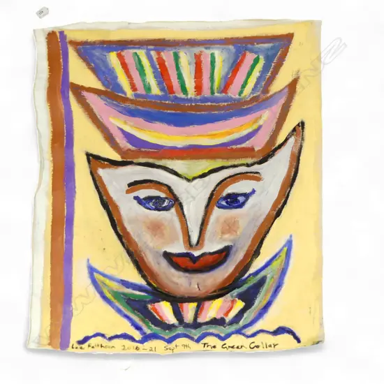 LEE FELTHAM, "THE GREEN COLLAR", ACRYLIC ON ROLL CANVAS, SIGNED 2016-21, 860 X 730MM provenance below