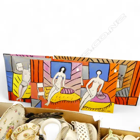 LEE FELTHAM, SWIMMING POOL, ACRYLIC ON BOARD X 7, SIGNED 2017, 610 X 610MM provenance below