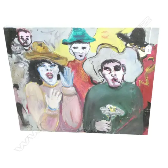 OIL ON CANVAS: PIRATE CLOWNS, H,500, W.600mm (From the Estate of Tommy Doyle)