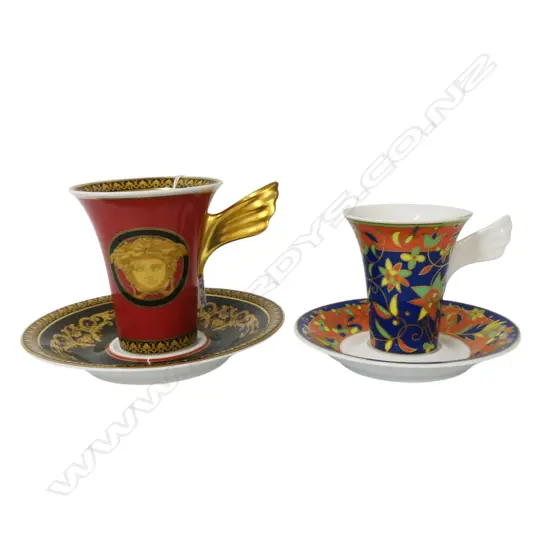 ROSENTHAL ESPESSO SAMMELTASSE NR.2 'MYTHOS' C/S by B. BRENNER + ROSENTHAL VERSACE 'MEDUSA' C/S