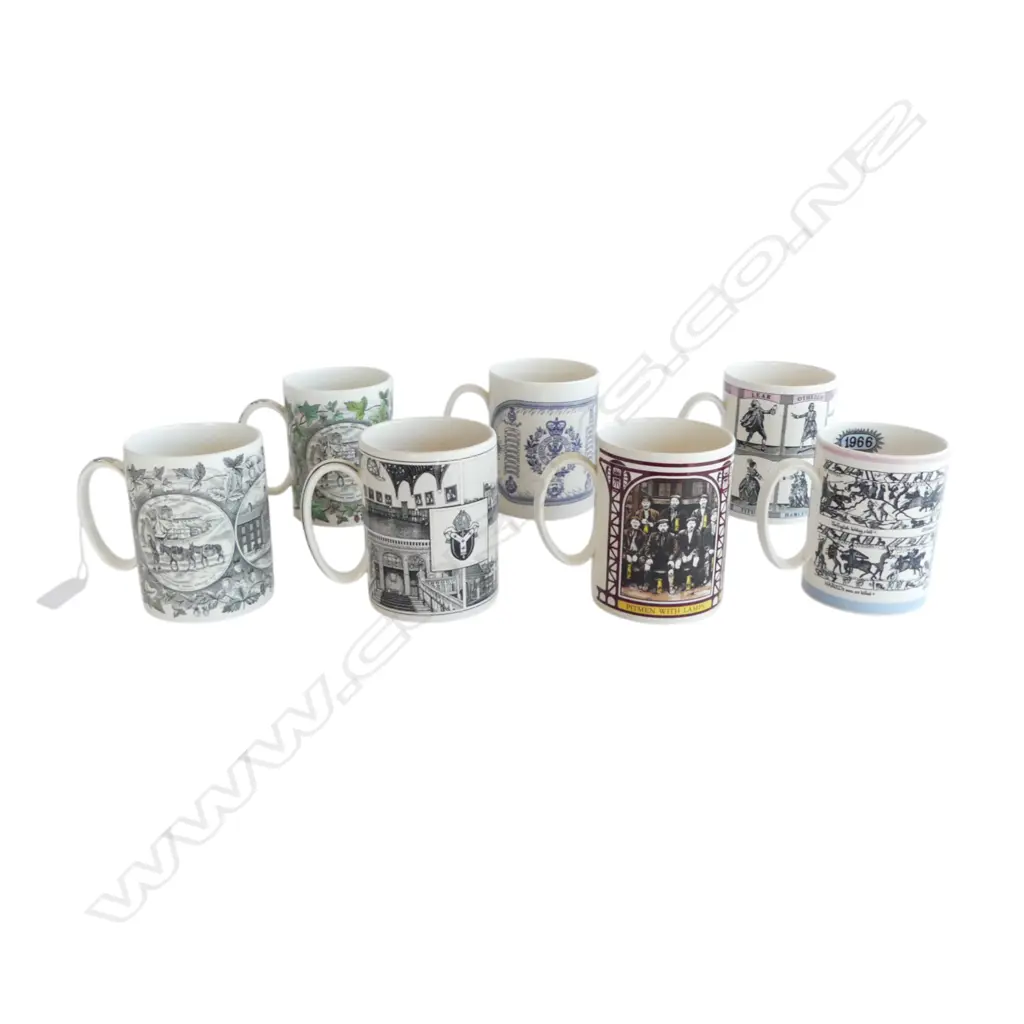 7 ASST. WEDGWOOD COMMEMORATIVE MUGS Image 1++