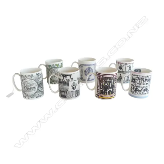 7 ASST. WEDGWOOD COMMEMORATIVE MUGS