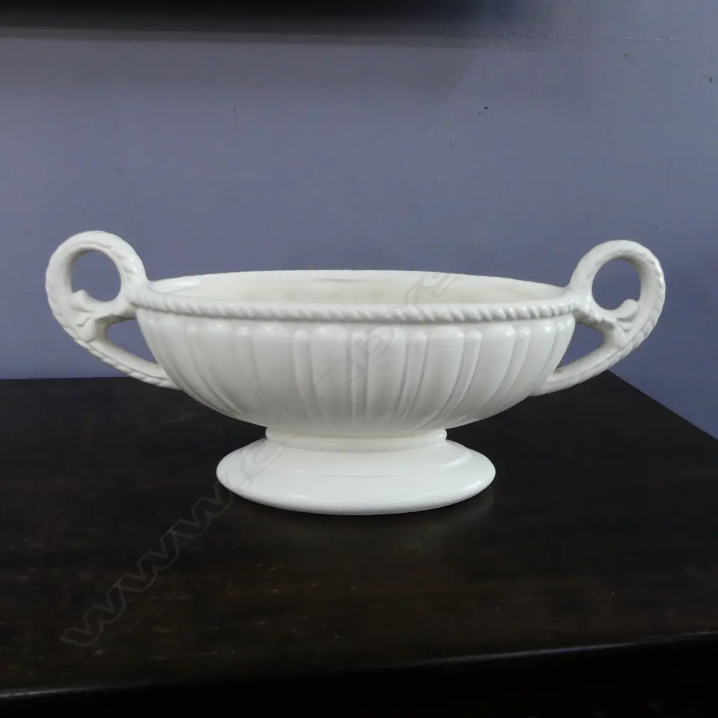 ART DECO WHITE MANTLE VASE H.O. POTTERY BIRMINGHAM, L.375MM H.160MM Image 1++