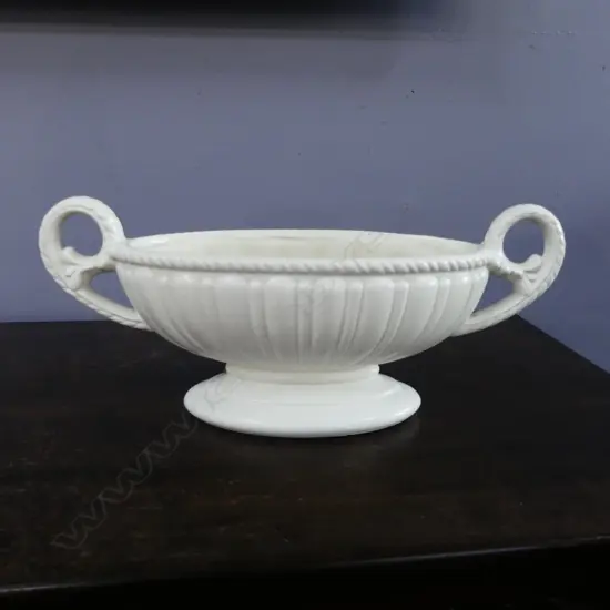 ART DECO WHITE MANTLE VASE H.O. POTTERY BIRMINGHAM, L.375MM H.160MM