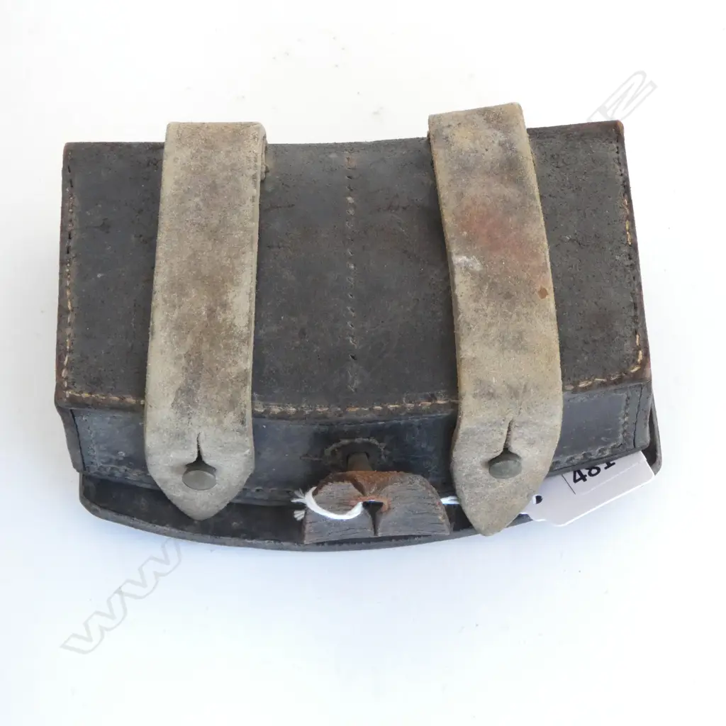 LEATHER BULLET POUCH ALLEGEDLY NZ WAR ERA W.160mm Image 1++