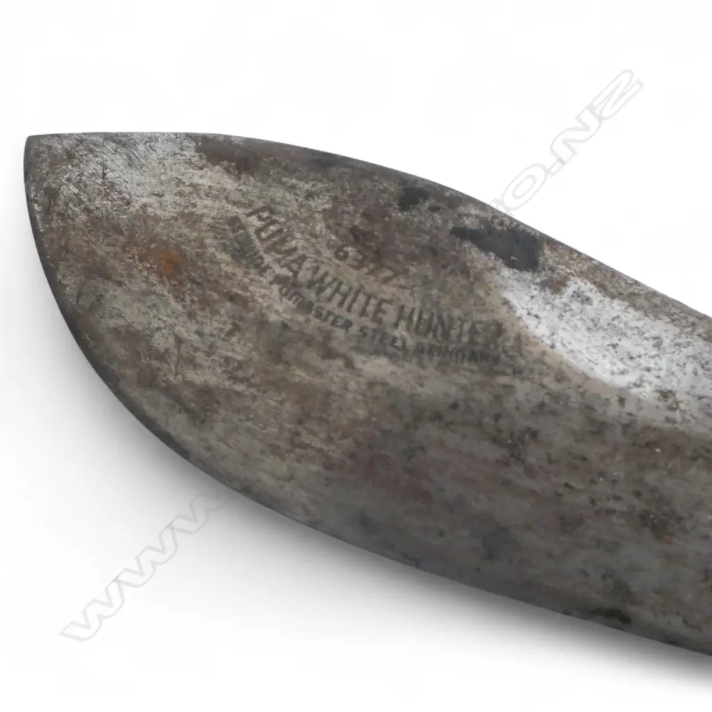 VINTAGE PUMA 'WHITE HUNTER' KNIFE L.270mm. Antler handle + stitched leather sgeath Image 1++