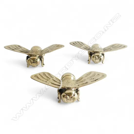 THREE BRASS FLY ORNAMENTS W.150mm