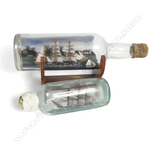2 SAILING SHIPS IN BOTTLES L290 & 170MM