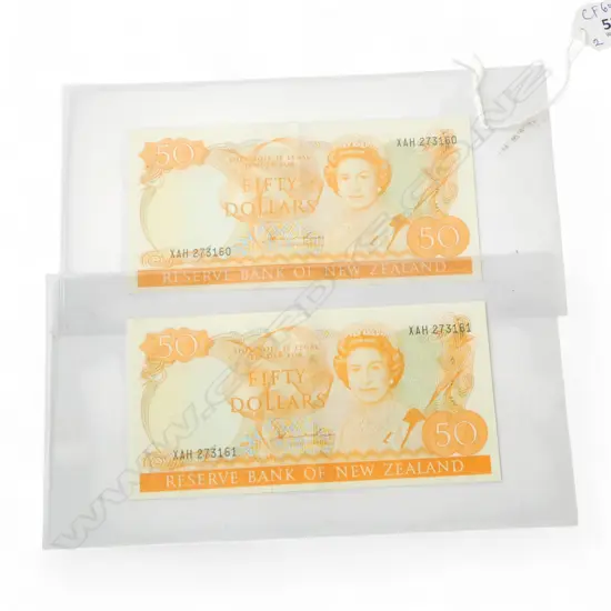 2 SEQUENTIAL NZ $50 NOTES, HARDIE