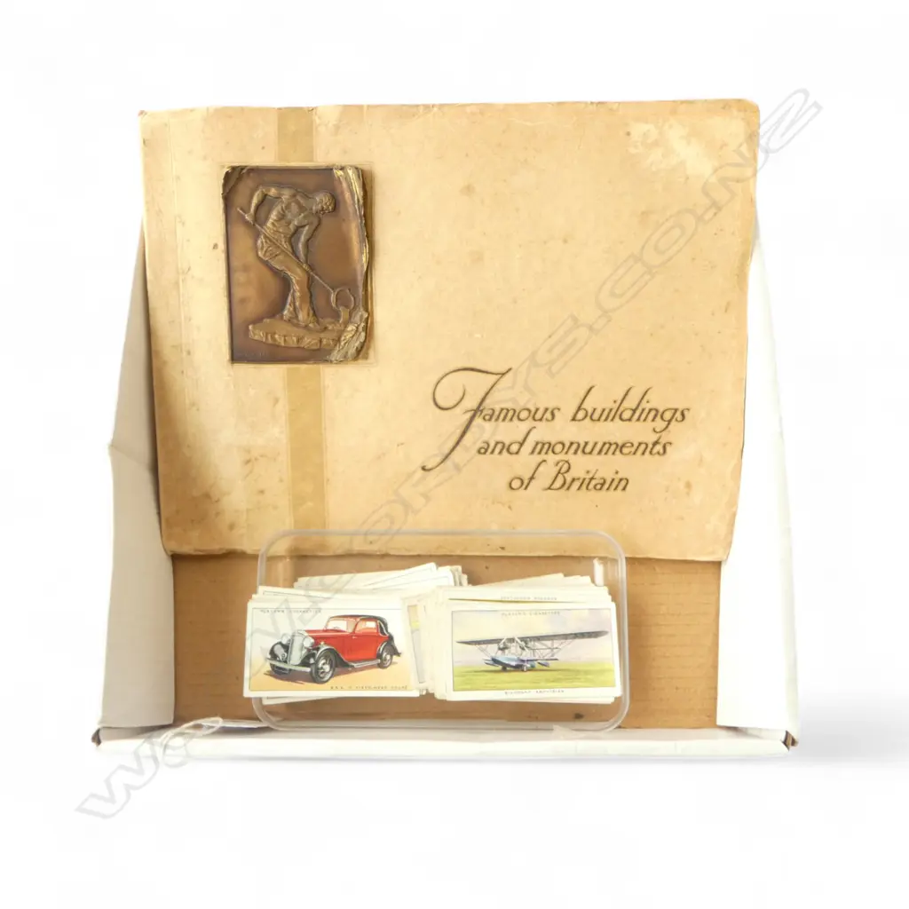 VINTAGE CIGARETTE CARDS 47 MOTOR CARS, 48 AEROPLANES, CIG. METAL PLAQUES BOOK Image 1++