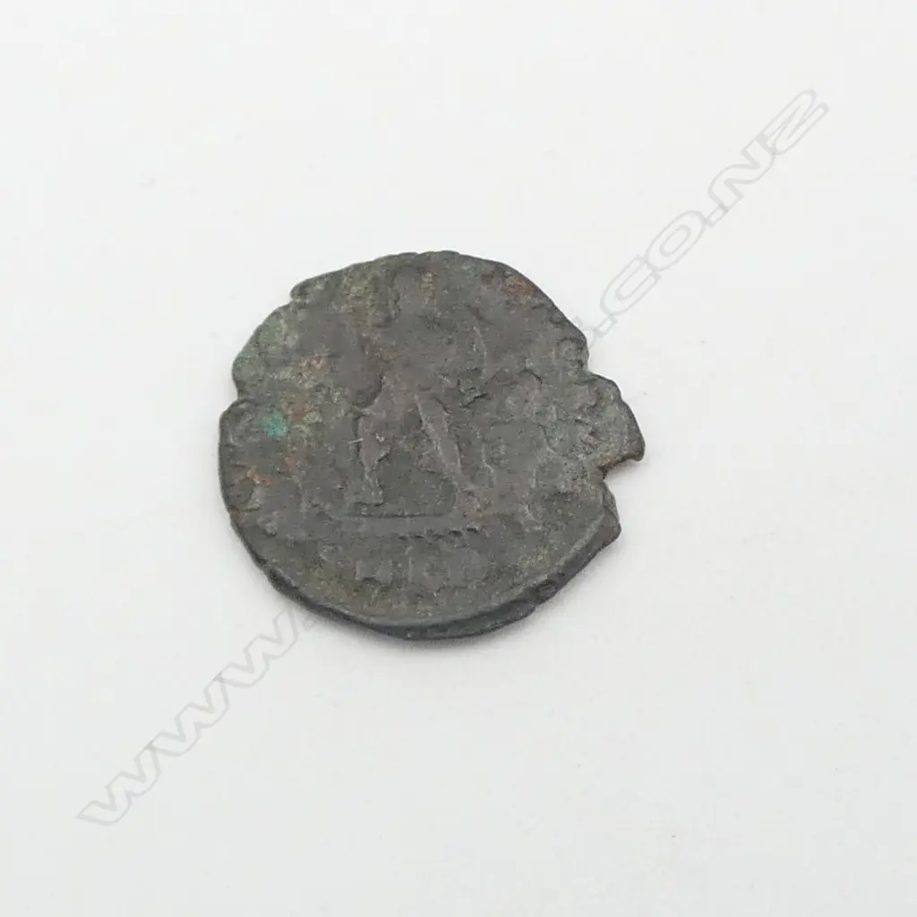 THEODOSIUS I 379-395 Ae 2 REVERSE EMPEROR ON GALLEY VICTORY AT HELM Image 1++