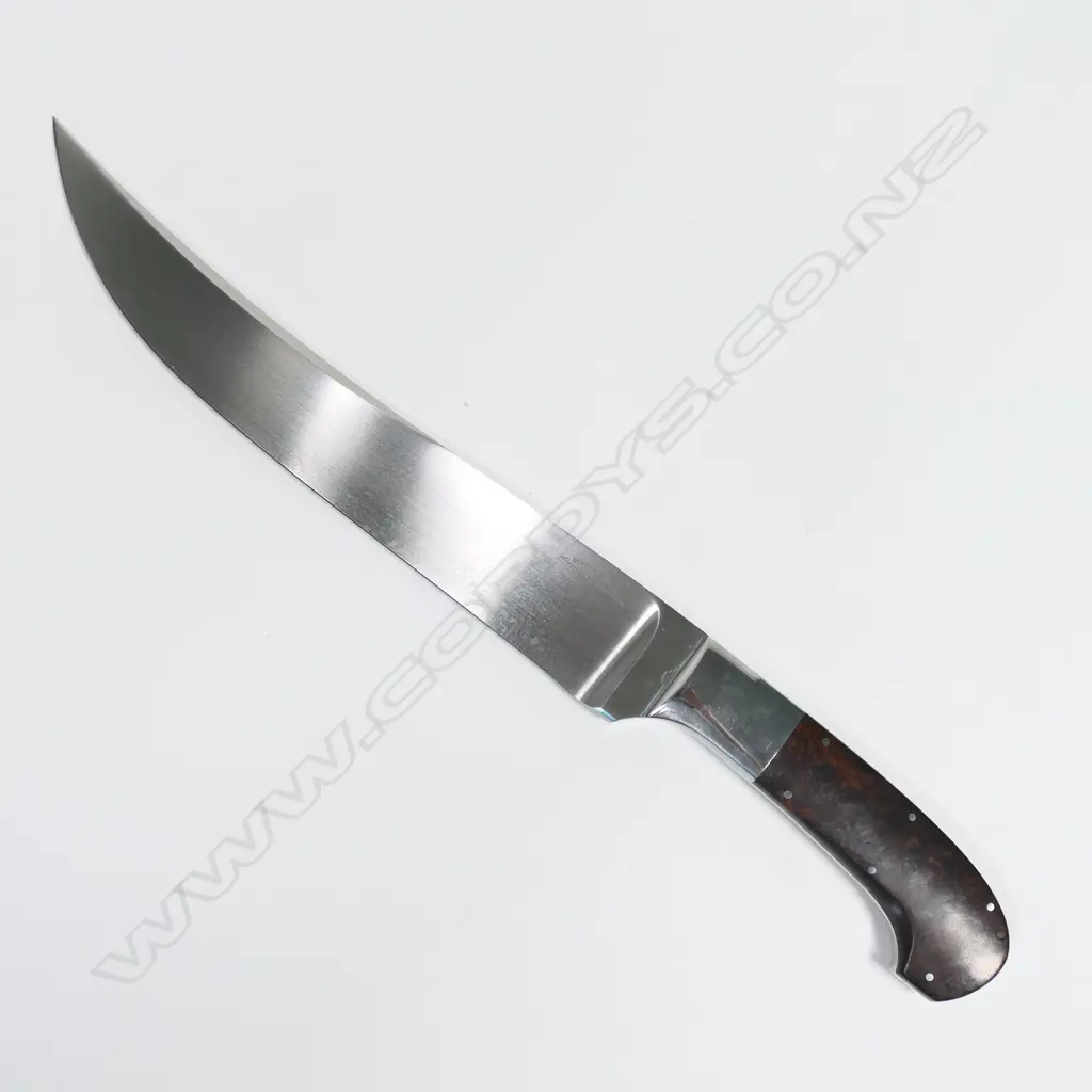 CUSTOM BRENT E.SANDOW BOWIE KNIFE. WOOD HANDLE. L.335mm Image 1++