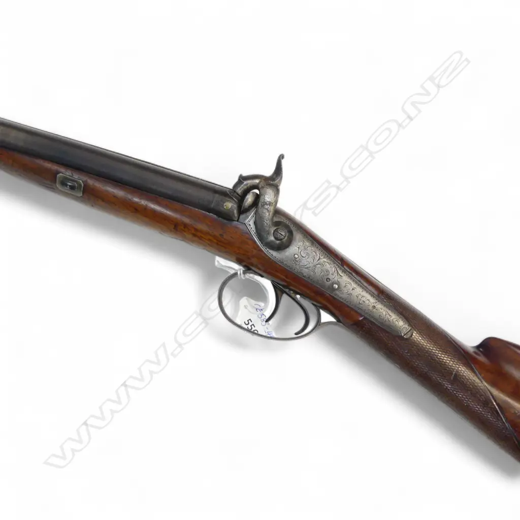 19thC double barrel BLACK POWDER HAMMER GUN mahogany stock. No license required Image 1++