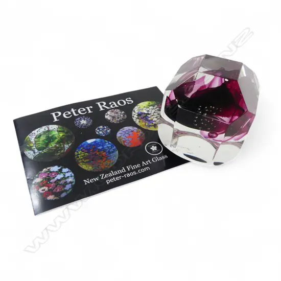 PETER RAOS ART GLASS PAPERWEIGHT 'TARDIS', SIGNED & DATED 1996 H.75mm with raos envelope & photo with title verso