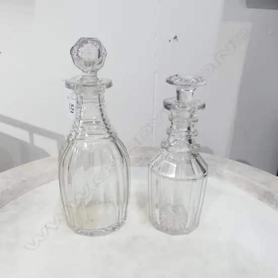2 ANTIQUE CRYSTAL DECANTERS H.225mm