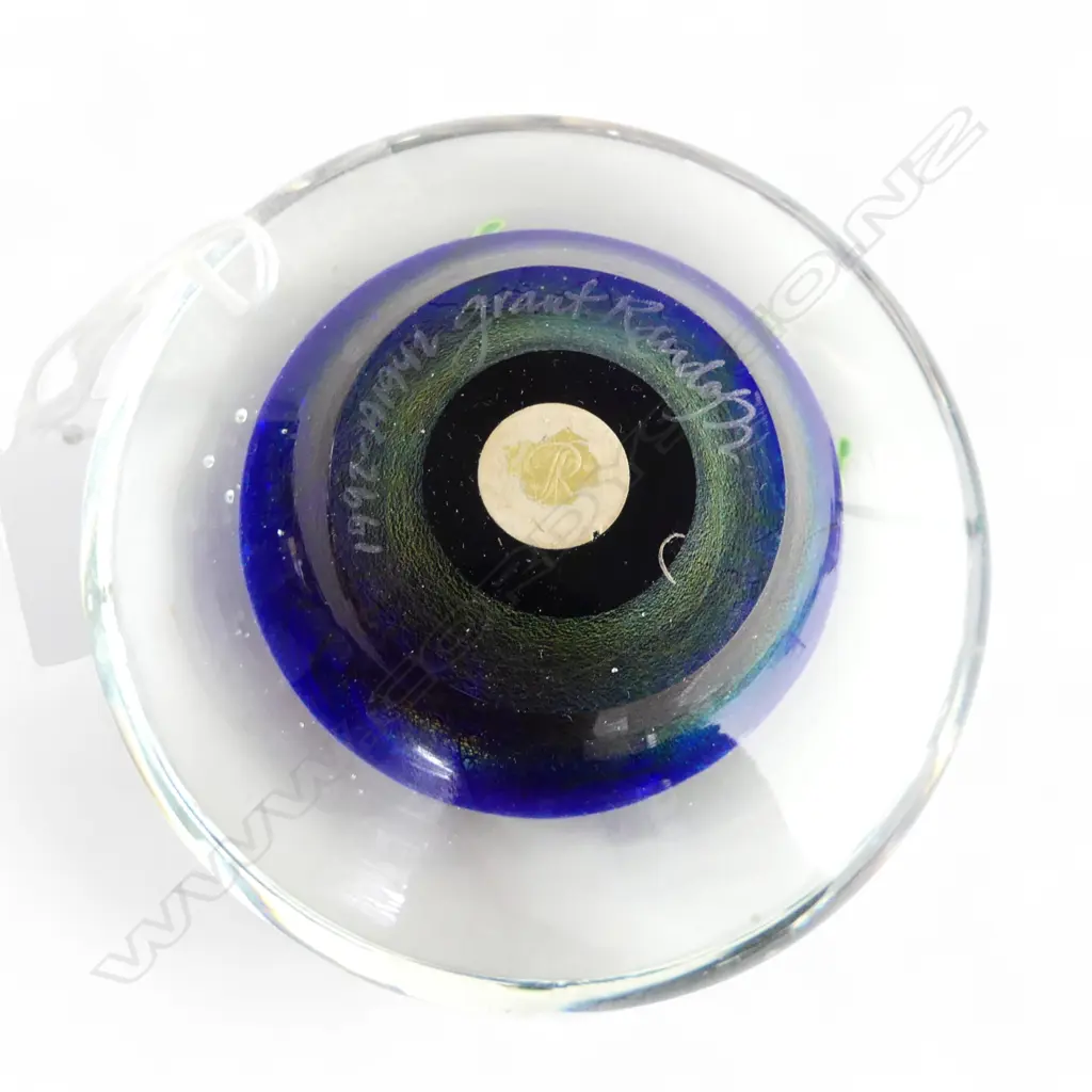 GRANT RANDOLPH ART GLASS PAPERWEIGHT, SIGNED & DATED 1992, Dia.110mm Image 1++
