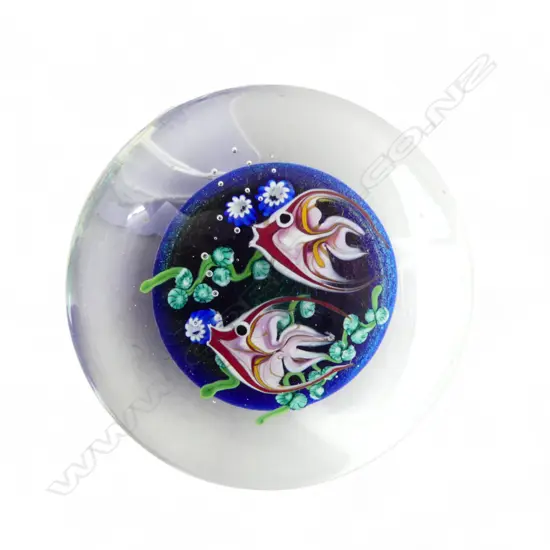 GRANT RANDOLPH ART GLASS PAPERWEIGHT, SIGNED & DATED 1992, Dia.110mm