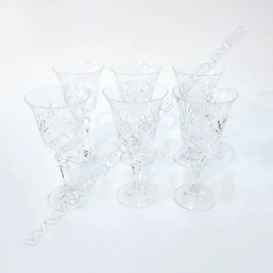 6 BOHEMIA CRYSTAL WINE GLASSES H.175mm