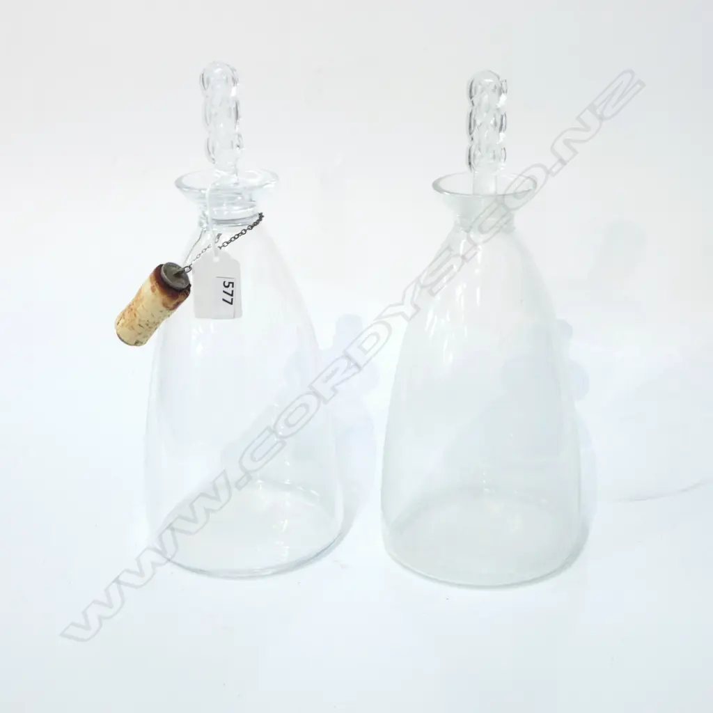 PR LALIQUE DECANTERS H.265mm - 1 w. STG CORK LABLE & STUCK STOPPER Image 1++