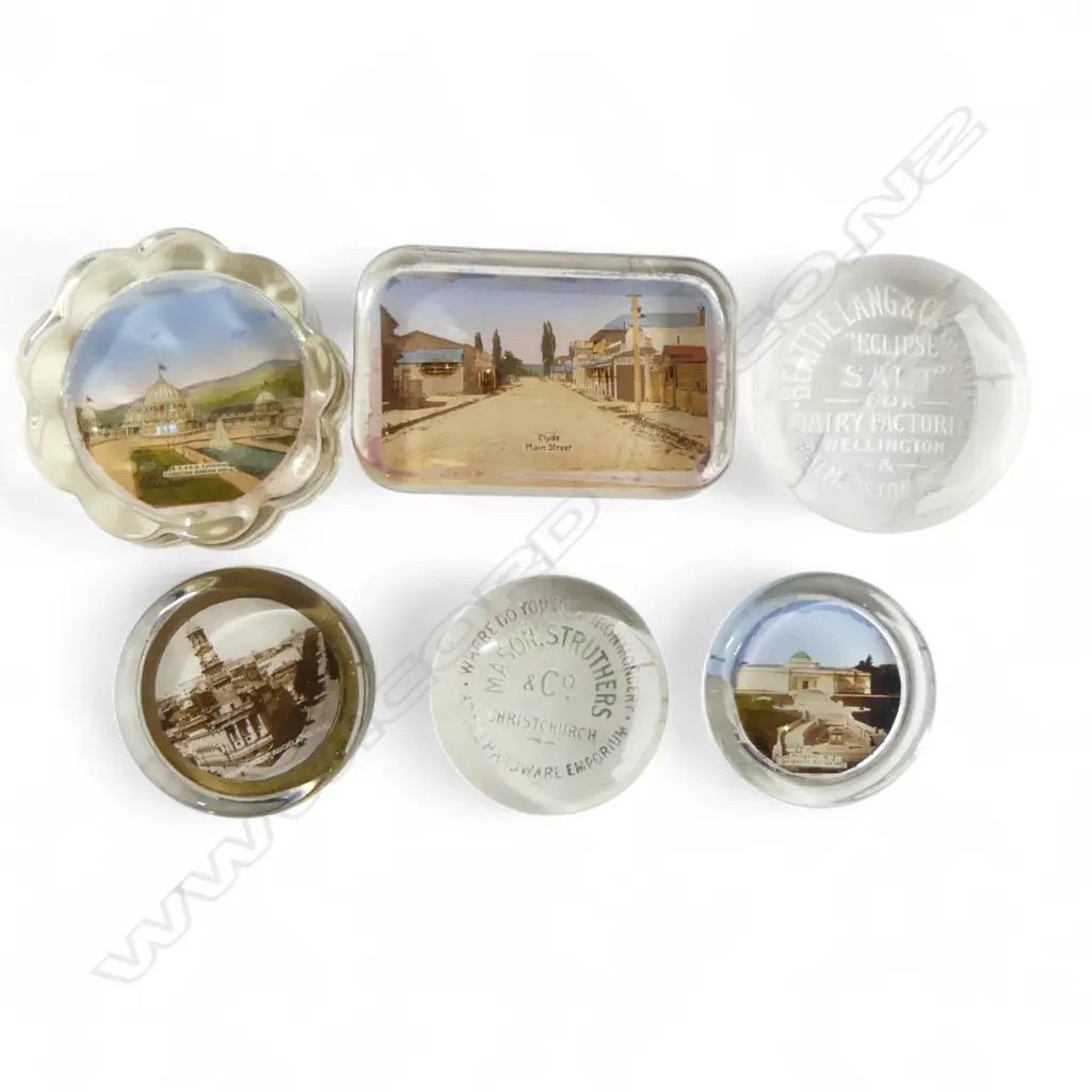 4 N.Z. PHOTOGRAPHIC PAPER WEIGHTS + 2 NZ. ADVERTISING PAPERWEIGHTS Image 1++