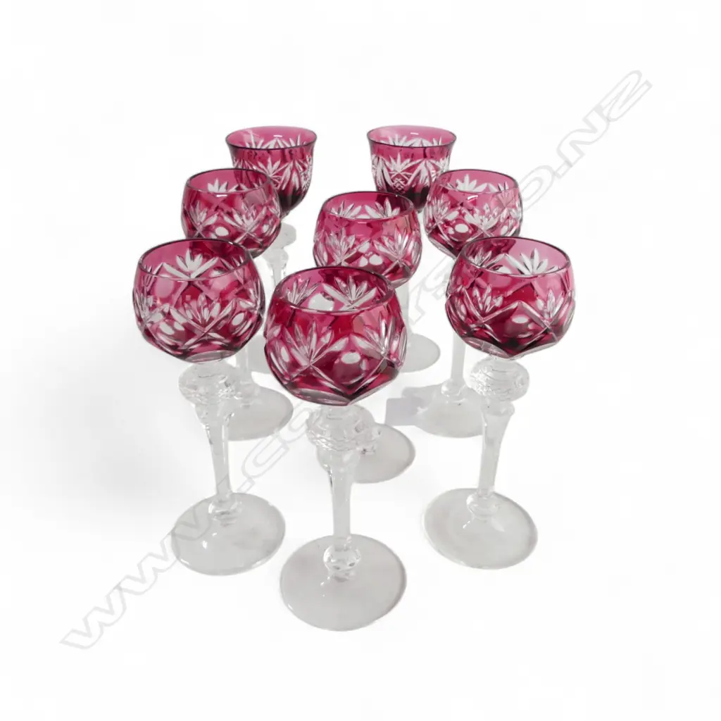6 FLASHED CRYSTAL LIQUEUR GLASSES + 2 OTHERS Image 1++