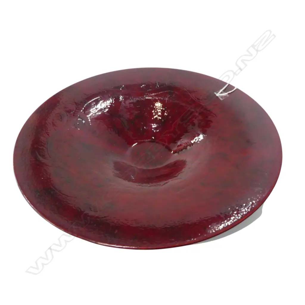 WIDE DARK RED FLARED DISH by KEUM SUN LEE, Dia.410mm Image 1++