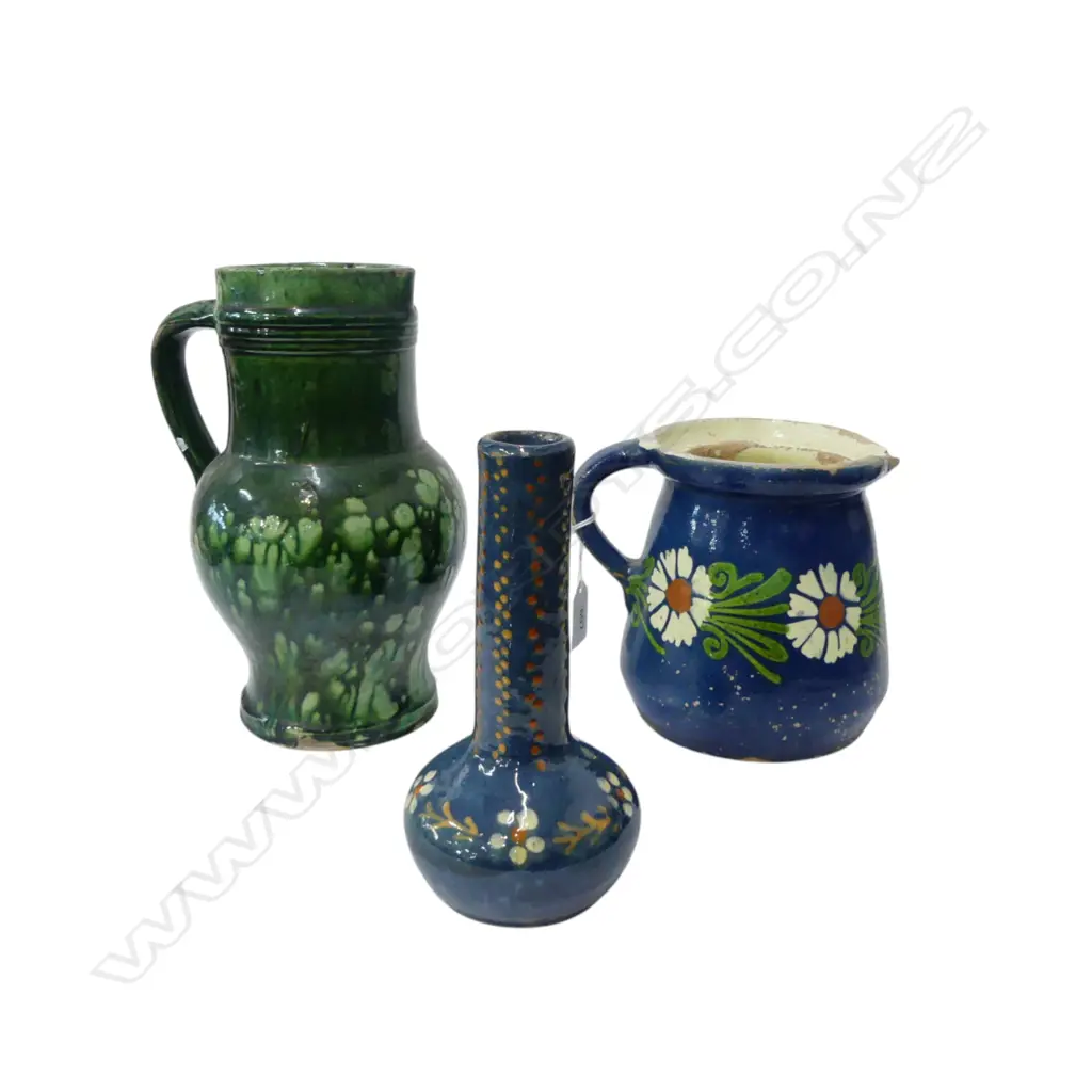 3 PCES PROVINCIAL POTTERY H.230mm FAULTS Image 1++