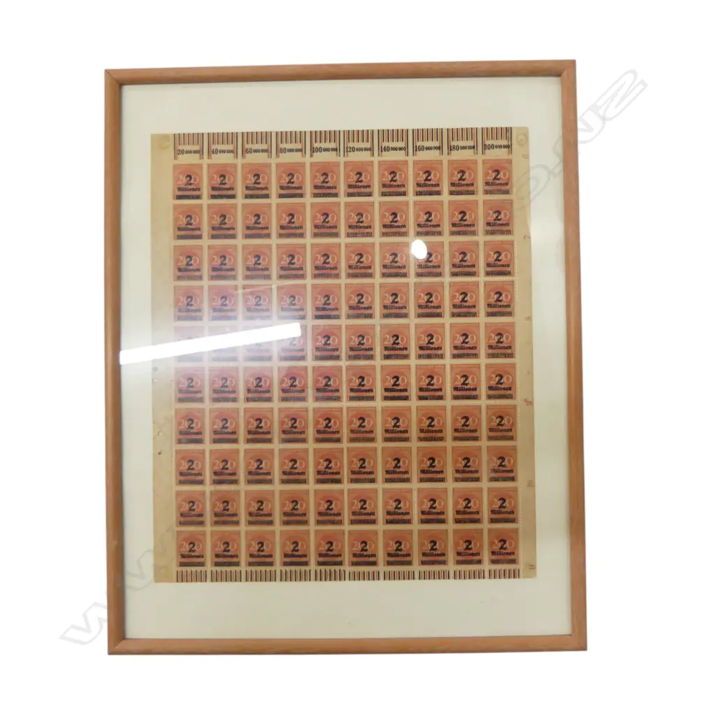 FRAMED UNCUT DEUTSCHES REIGH 200 MILLIONEN STAMP SHEET 280x240mm Image 1++