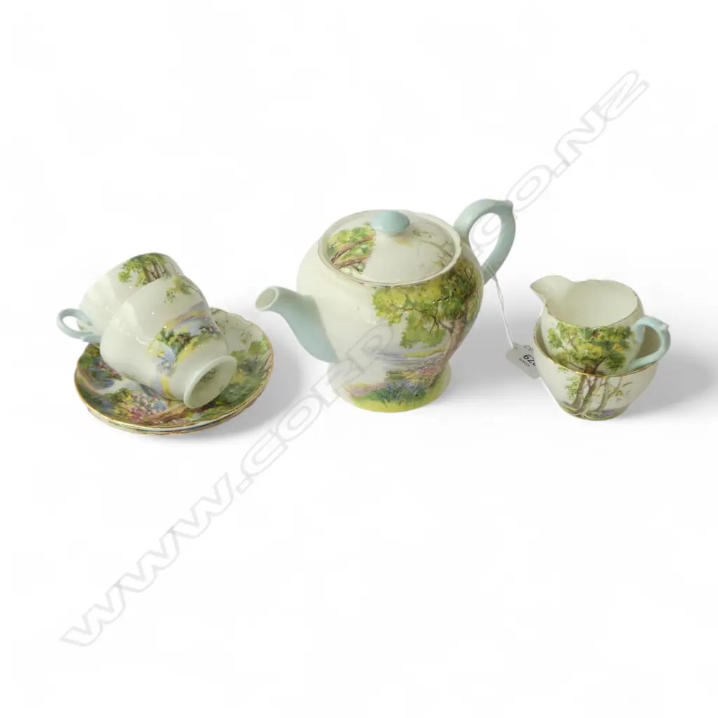 SHELLEY CHINA 3PC TEASET & 2 C/SS FOREST PAT Image 1++