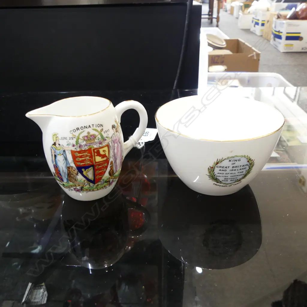 1911 KING GEORGE V & MARY CORONATION JUG & BOWL BY SHELLEY FOLEY, D.92MM, H.70MM Image 1++