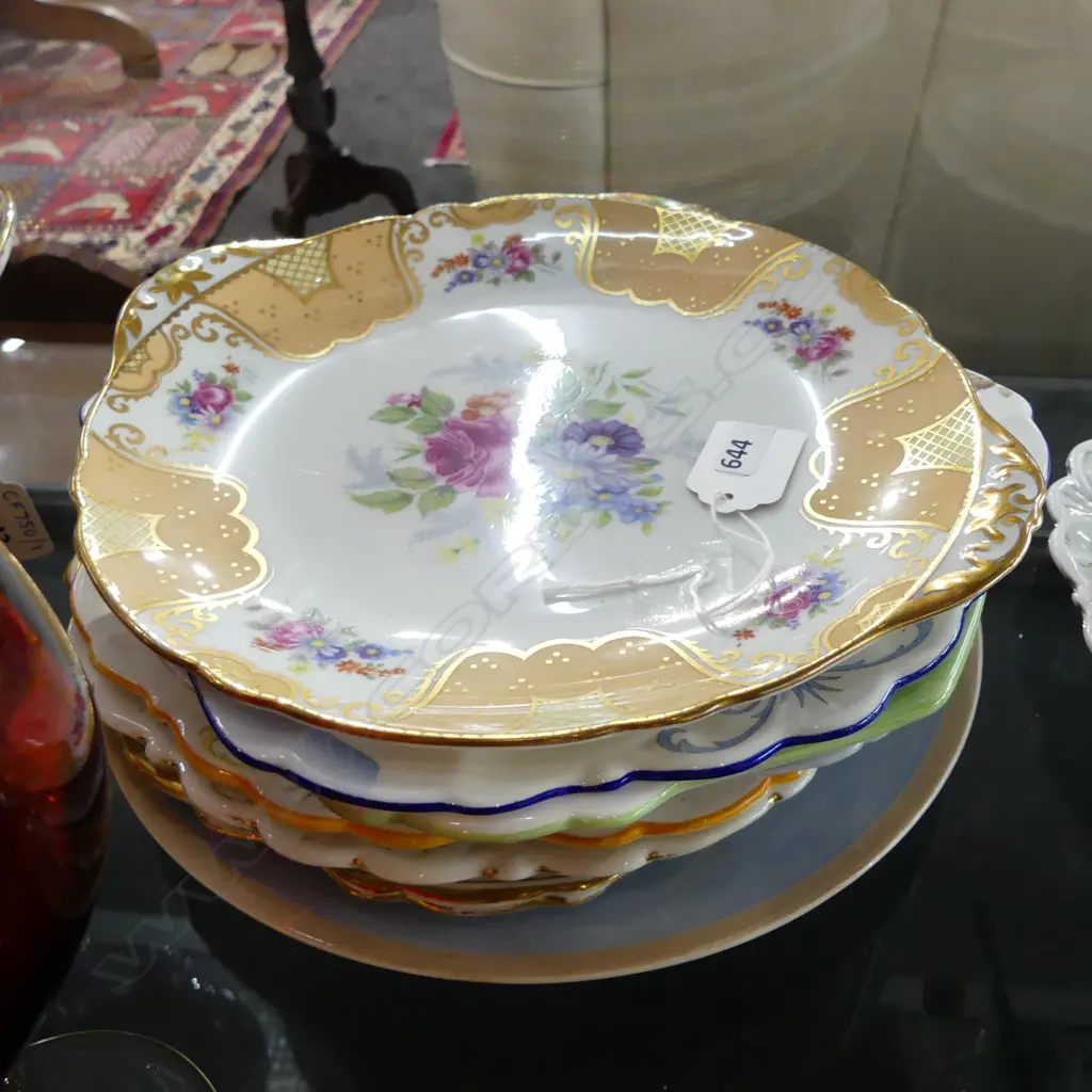 10 SHELLEY CHINA CAKE PLATES MIXED PATS Image 1++
