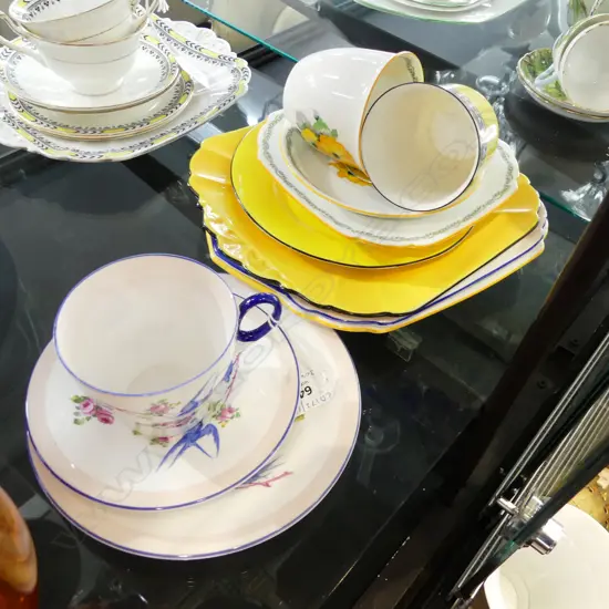 3 SHELLEY CSP SETS & MATCHING CAKE PLATES