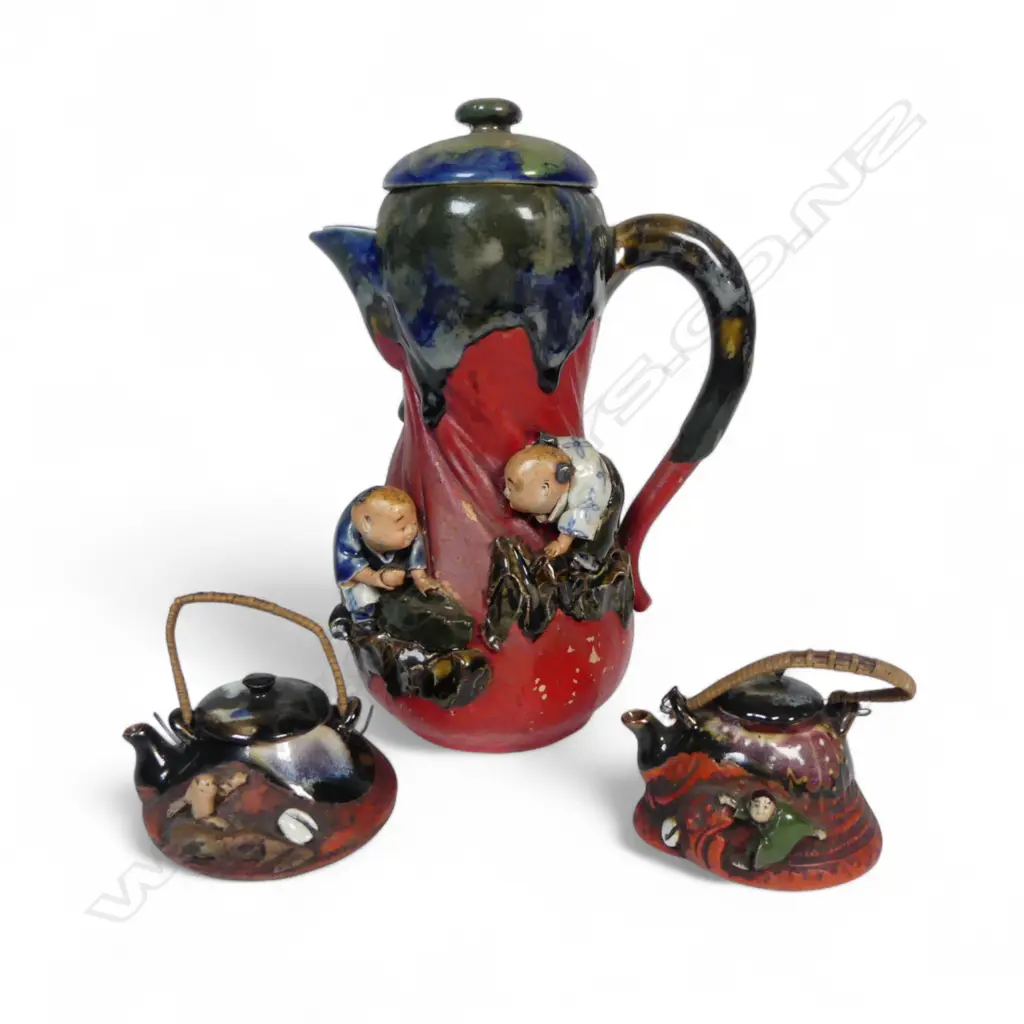 3 EIGERWARE TEAPOTS LARGEST CHIP TO SPOUT H210 & 50MM Image 1++