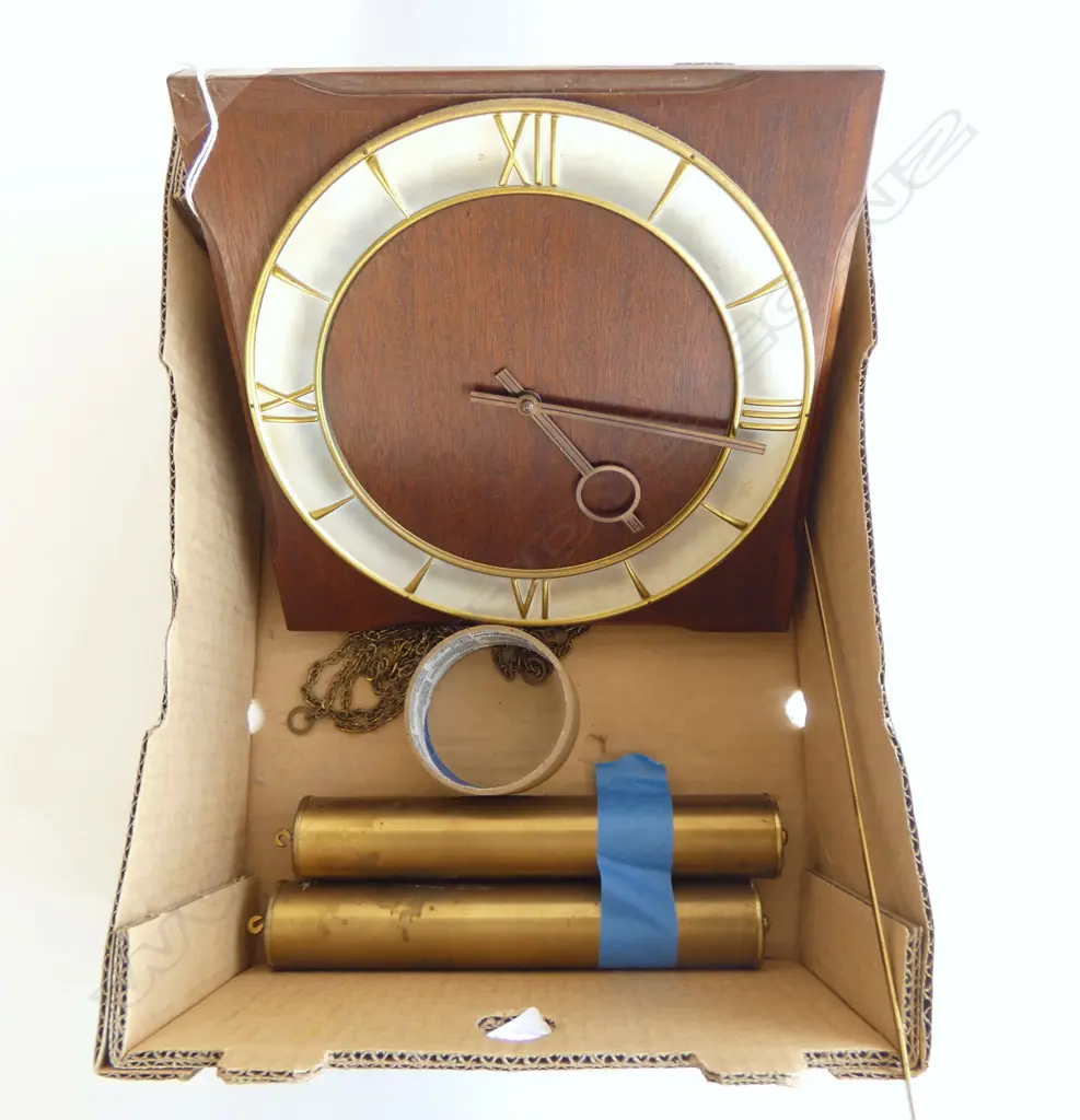 MID CENTURY DANISH TEAK WALL CLOCK, WORKING (face 260x260mm) Image 1++