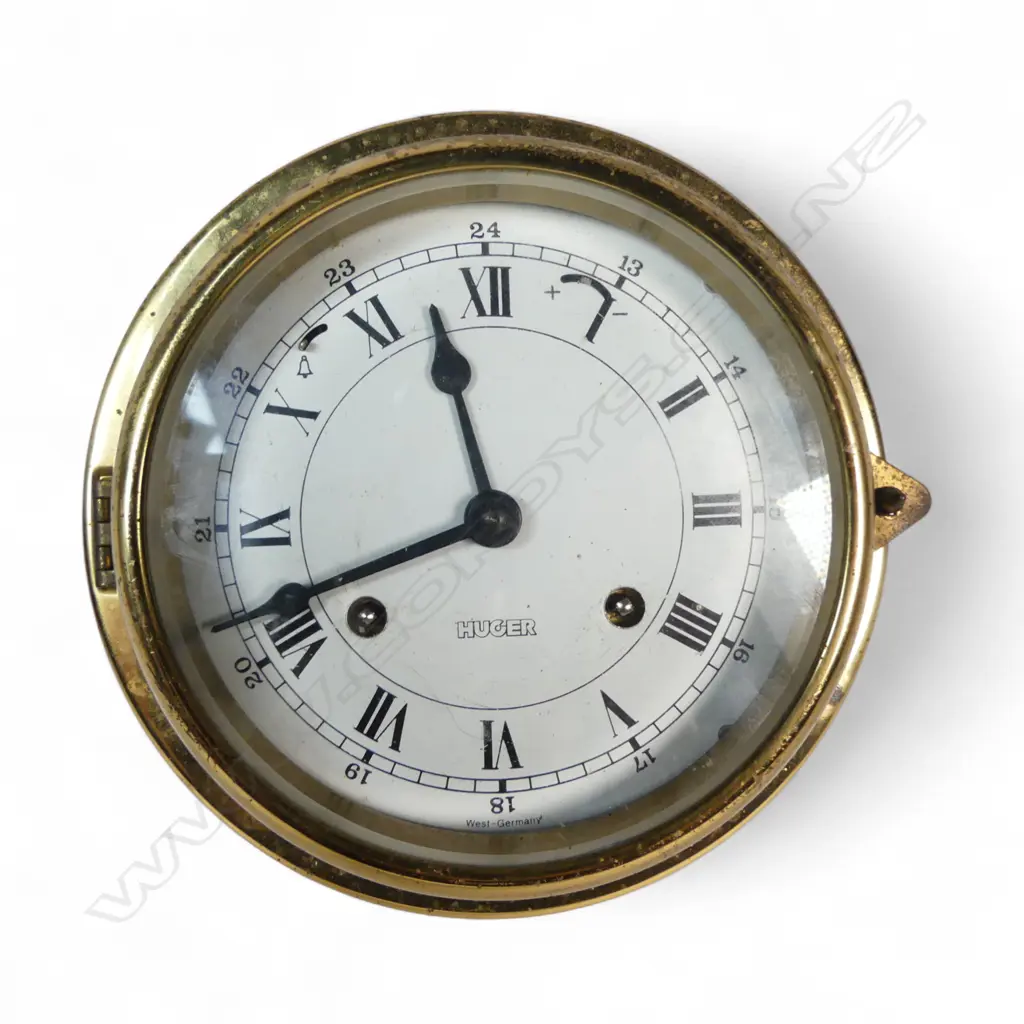HUGEN  WEST GERMAN BRASS SHIPS WALL CLOCK DIA170MM Image 1++