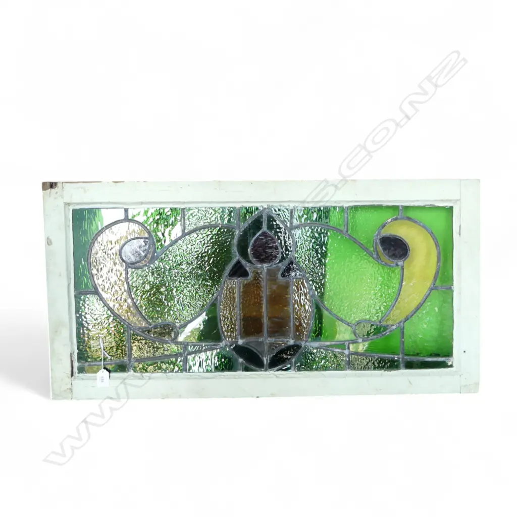 EARLY 20thC LEAD LIGHT WINDOW 450x900mm Image 1++
