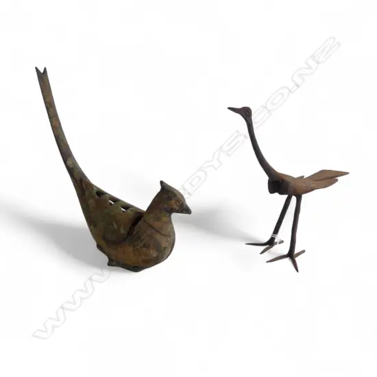 2 RUSTIC METAL BIRDS H.230mm
