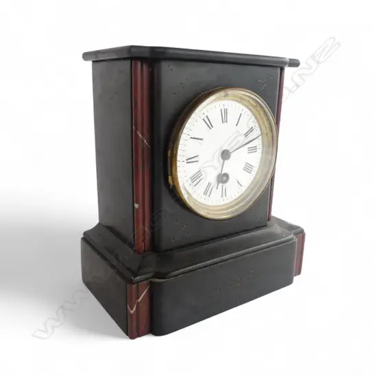 BLACK SLATE MANTEL CLOCK H.215mm