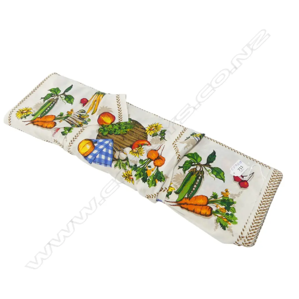 BOLT OF 1950'S / 60's FABRIC vegetable & flower patterned. Width 600mm Image 1++