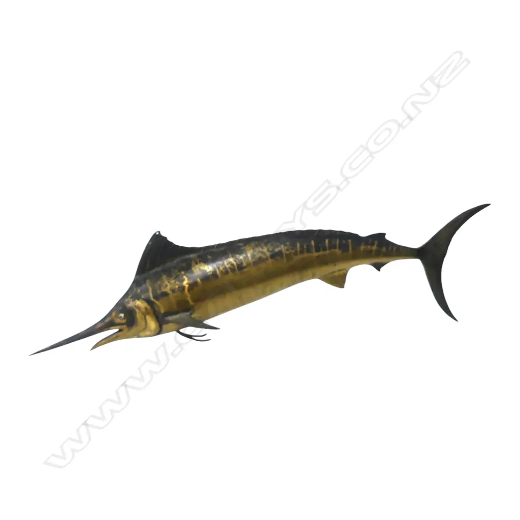 BRONZE or BRASS STRIPED MARLIN HANGING SCULPTURE L.510mm Image 1++