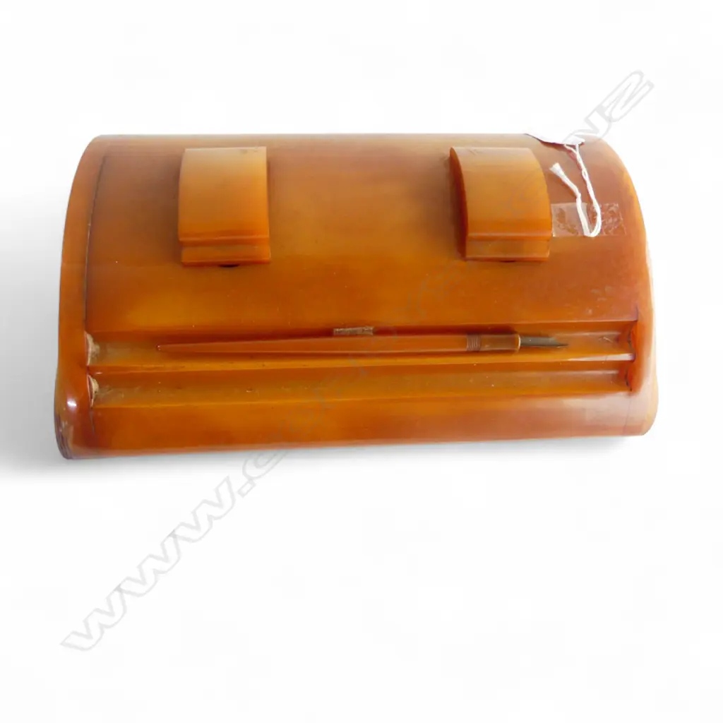 ART DECO PERIOD BAKELITE DESKSTAND w. MATCHING FOUNTAIN PEN 300x180x70mm Image 1++