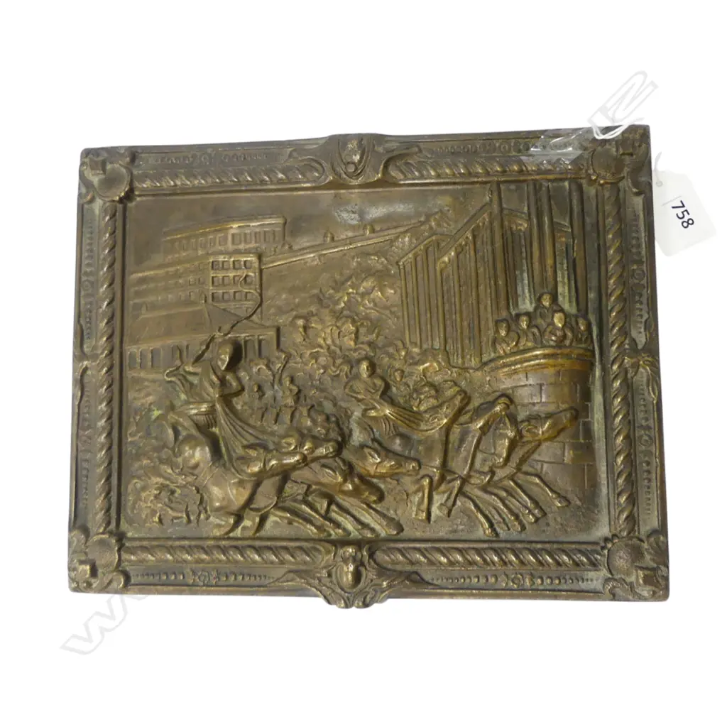 BRONZE PLAQUE, CHARIOT SCENE 210x260mm Image 1++