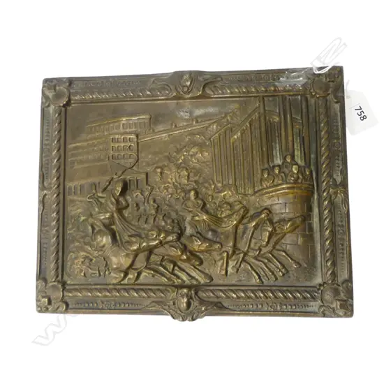 BRONZE PLAQUE, CHARIOT SCENE 210x260mm